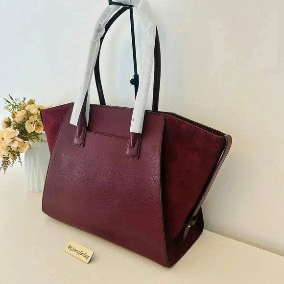 Michael Kors Avril Extra-Large Leather and Suede Tote Bag Oxblood - Picture 5 of 11